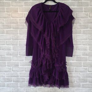 Sand Studio Purple Cardigan Jacket Sweater Duster Ruffled Whimseygoth Large